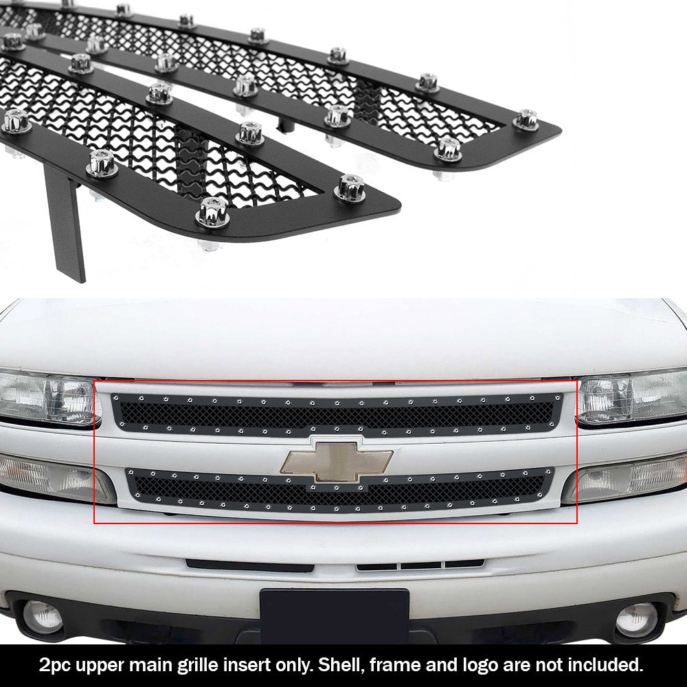 APS GR03LEJ68H Main Upper Rivet Grille Fits 1999-2002 Chevy Silverado 1500