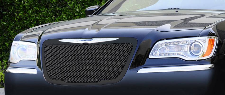 T-REX Grilles 51433 Black Mild Steel Small Mesh Grille Fits 2011-2014 Chrysler 300