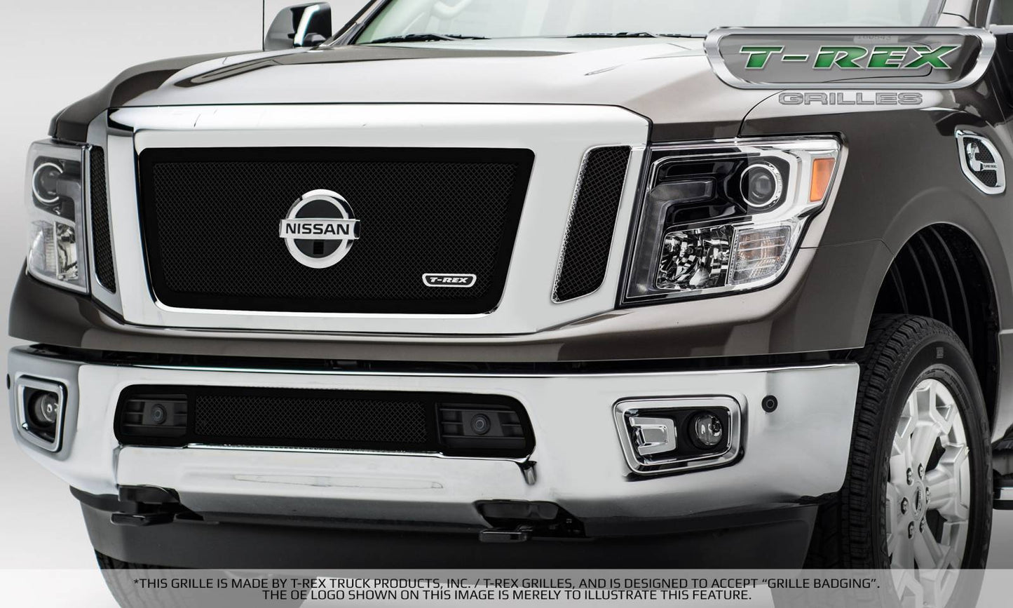 T-REX Grilles 51785 Black Mild Steel Small Mesh Grille Fits 2016-2019 Nissan Titan