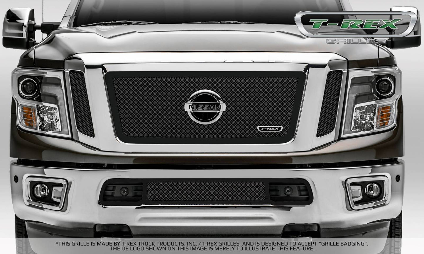T-REX Grilles 51785 Black Mild Steel Small Mesh Grille Fits 2016-2019 Nissan Titan