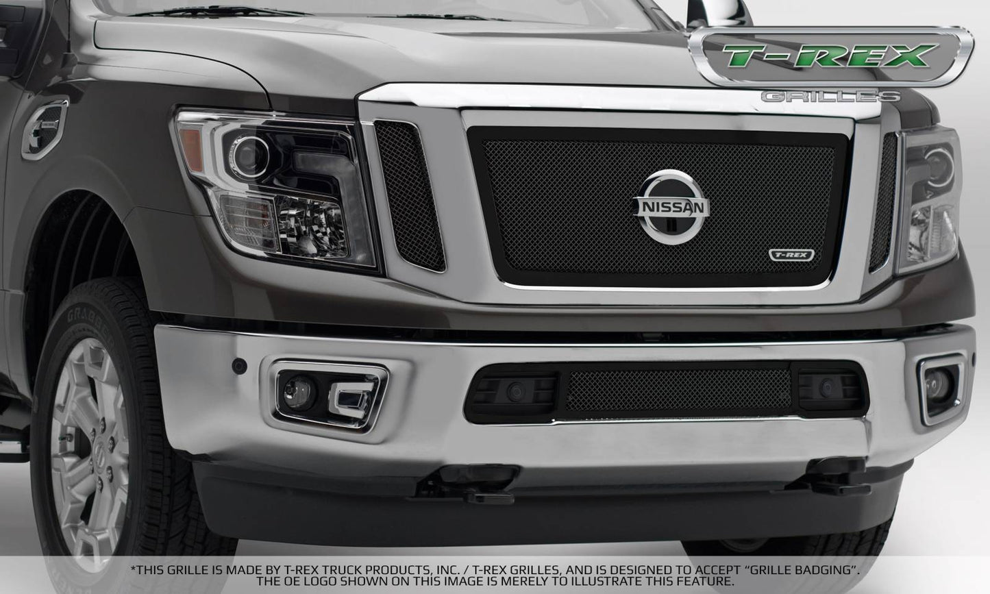 T-REX Grilles 51785 Black Mild Steel Small Mesh Grille Fits 2016-2019 Nissan Titan
