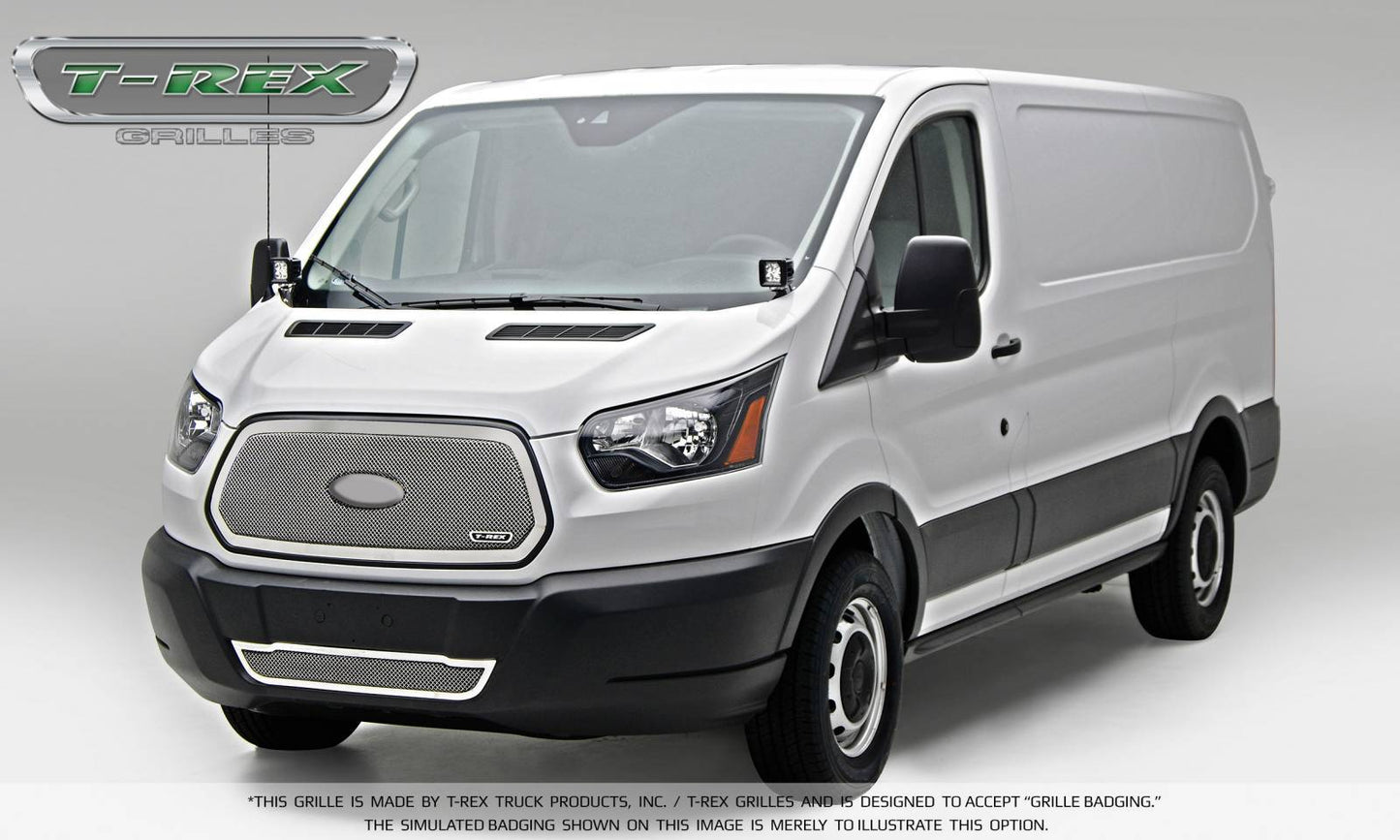 T-REX Grilles 54575 Polished Stainless Steel Small Mesh Grille Fits 2016-2018 Ford Transit