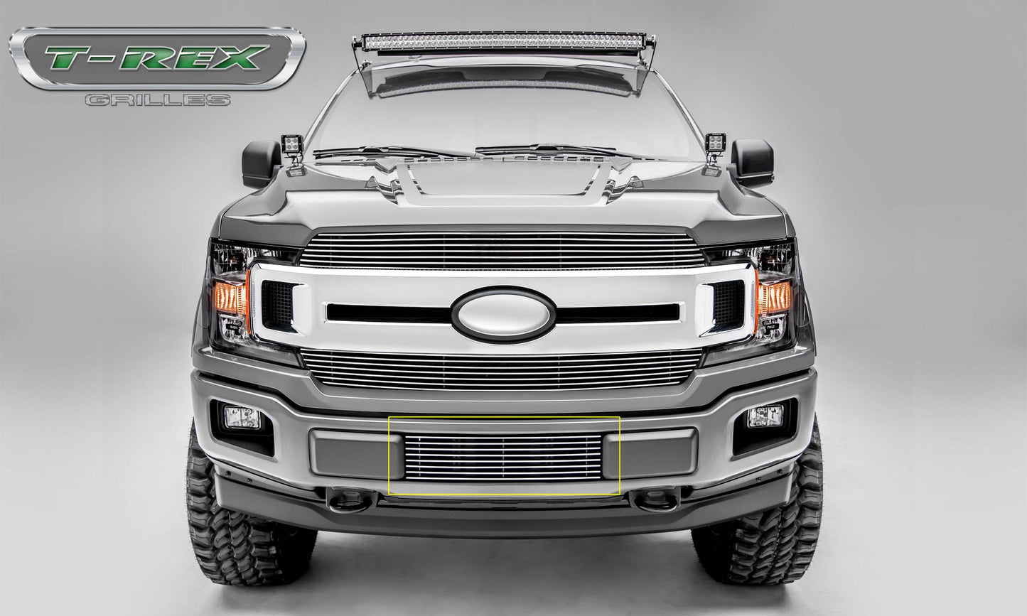 T-REX Grilles 25571 Polished Aluminum Horizontal Bumper Grille Fits 2018-2020 Ford F-150 Limited F-150 Lariat