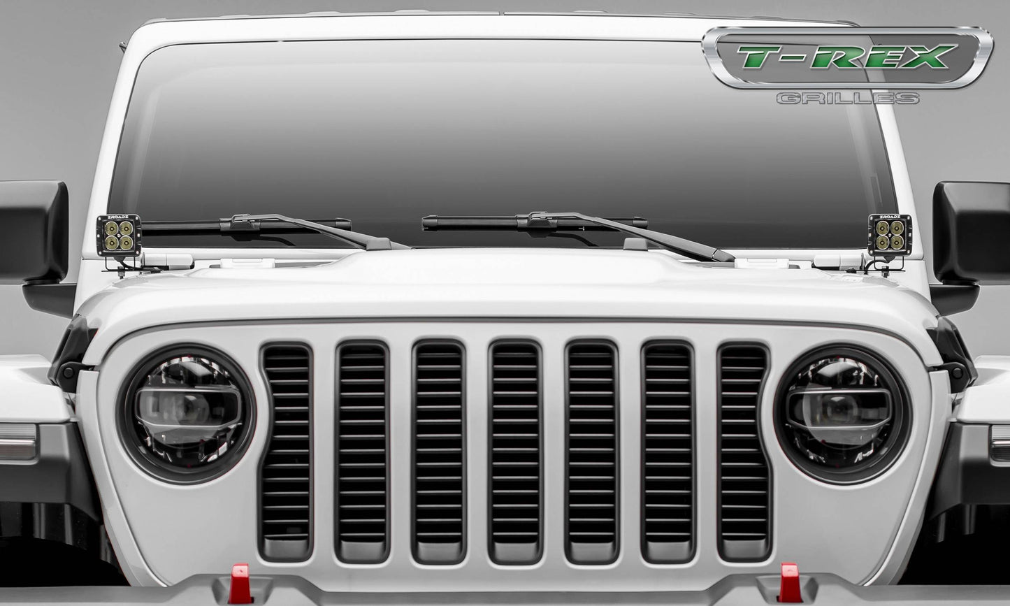 T-REX Grilles 6204941 Black Aluminum Horizontal Round Grille Fits 2020-2023 Jeep Gladiator Overland Gladiator Rubicon
