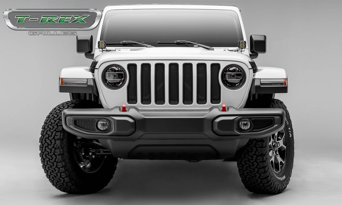 T-REX Grilles 46493 Black Mild Steel Small Mesh Grille Fits 2020-2023 Jeep Gladiator Overland Gladiator Rubicon