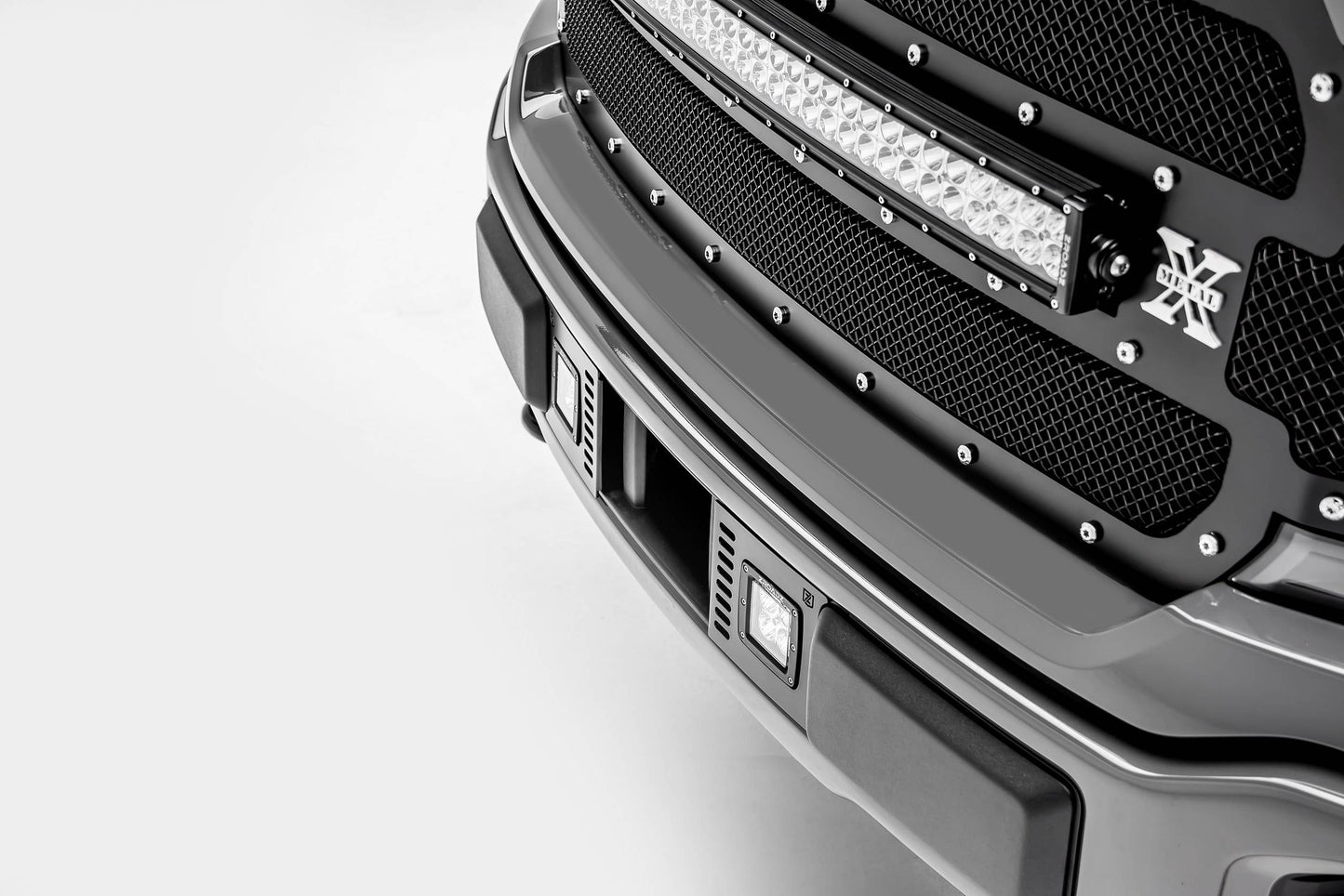 ZROADZ Z325711-KIT Black Mild Steel Front Bumper Center LED Kit Fits 2018-2020 Ford F-150 Lariat F-150 Limited
