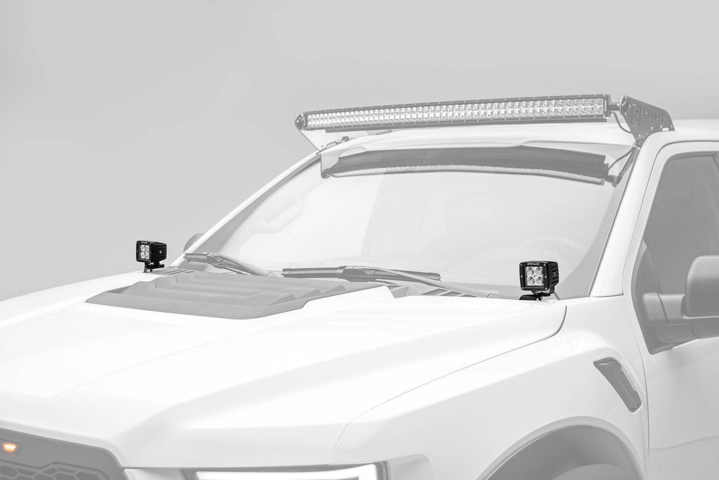 ZROADZ Z365701 Black Mild Steel Hood Hinge LED Bracket Fits 2017-2020 Ford F-150 Raptor