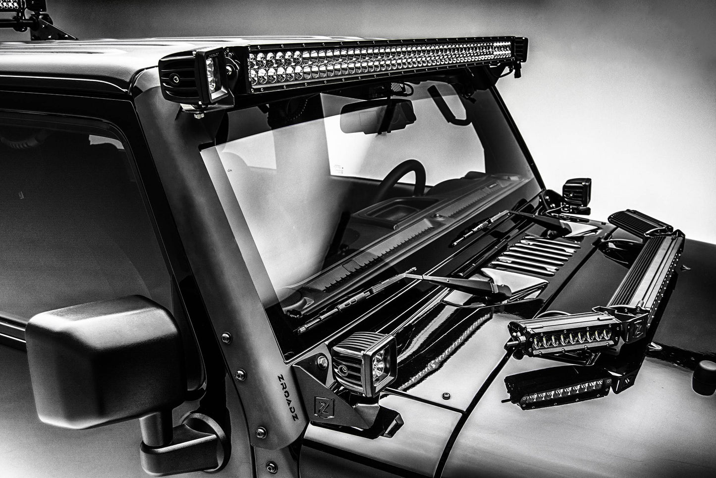 ZROADZ Z334811 Black Mild Steel Front Roof LED Bracket Fits 2007-2018 Jeep Wrangler JK Wrangler JKU