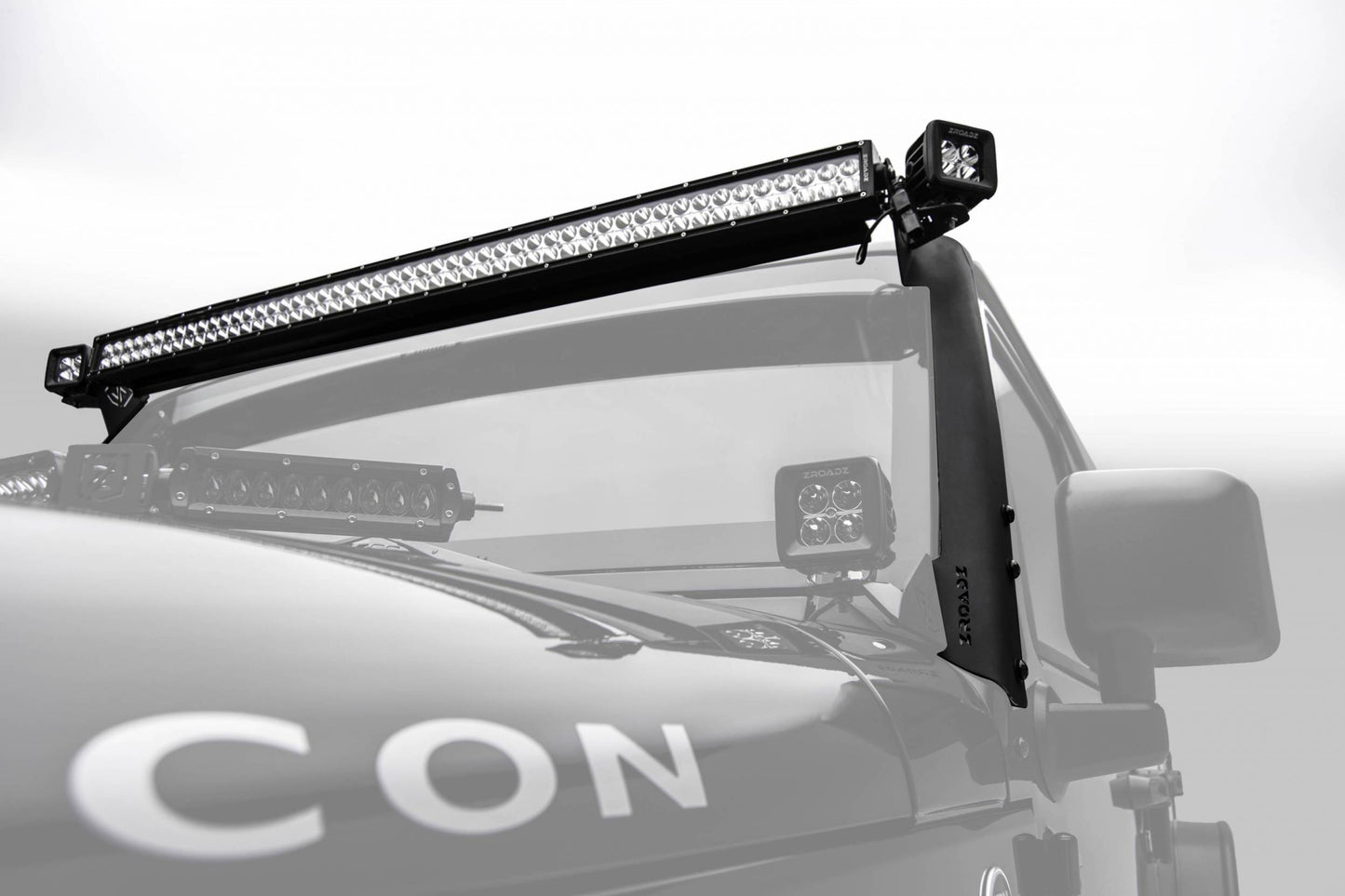 ZROADZ Z374811 Black Mild Steel Front Roof LED Bracket Fits 2007-2018 Jeep Wrangler JK Wrangler JKU