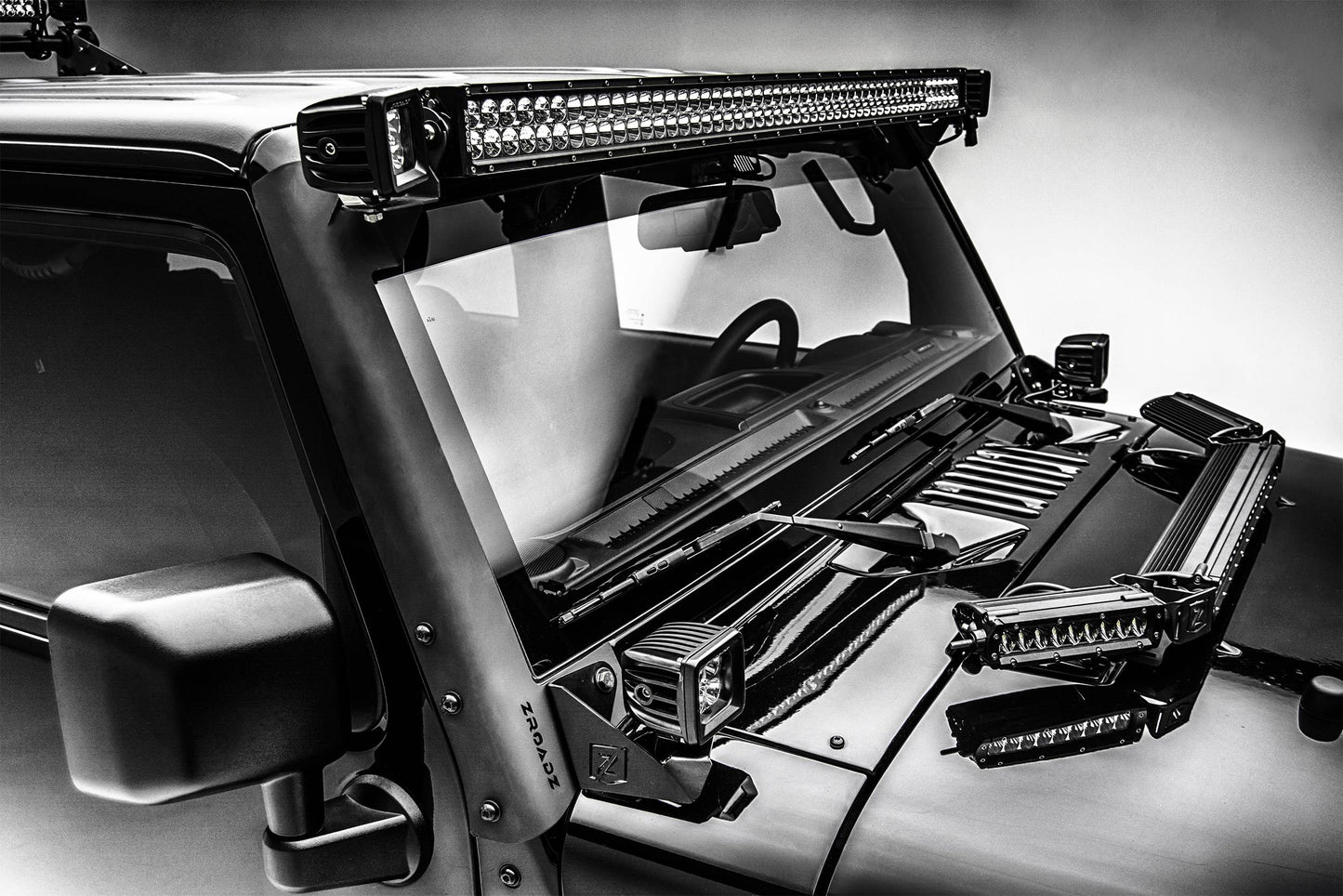 ZROADZ Z344813-KIT Black Mild Steel Hood Hinge LED Kit Fits 2007-2018 Jeep Wrangler JK Wrangler JKU