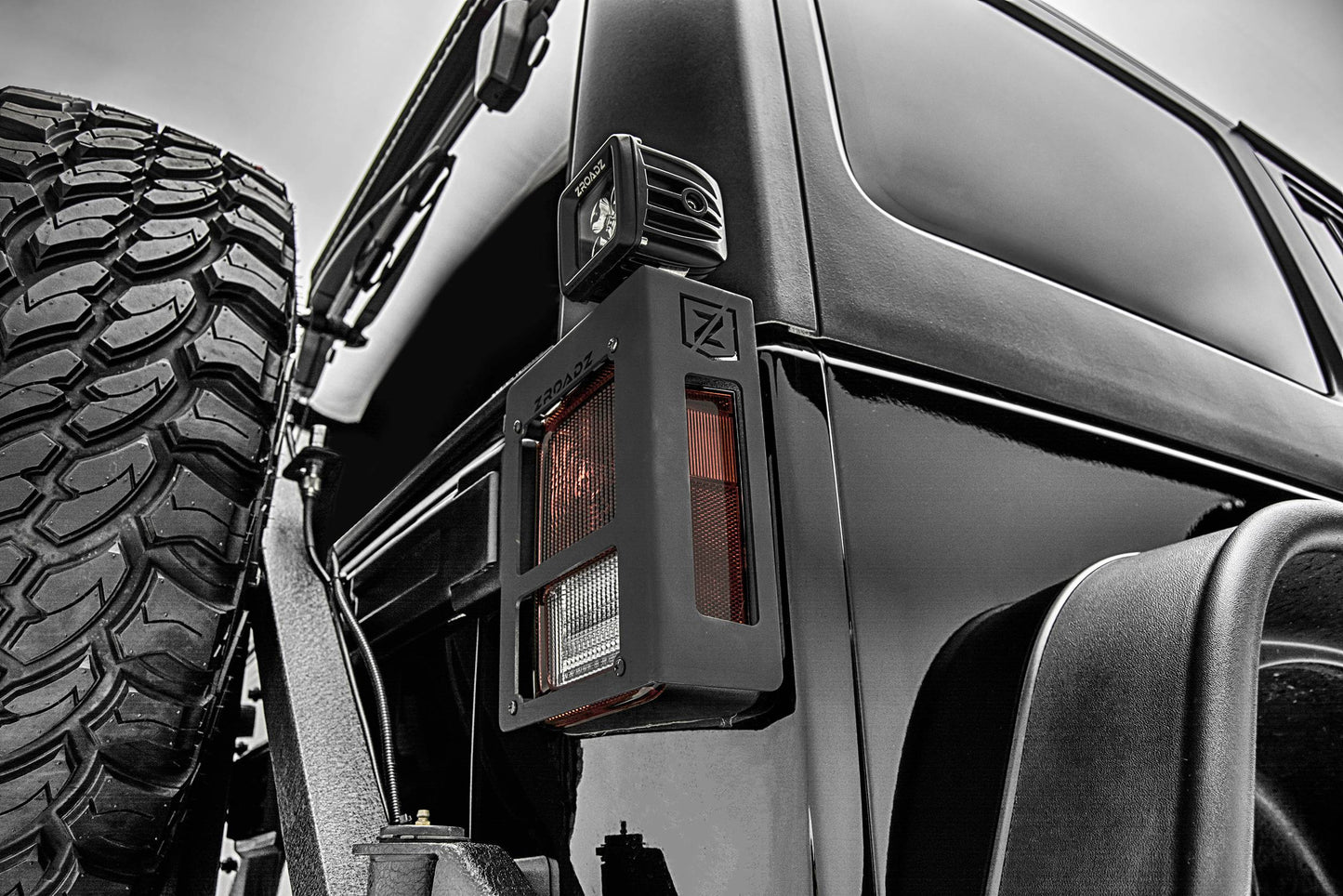 ZROADZ Z384811 Black Stainless Steel Tail Light Protector LED Bracket Fits 2007-2018 Jeep Wrangler JK Wrangler JKU