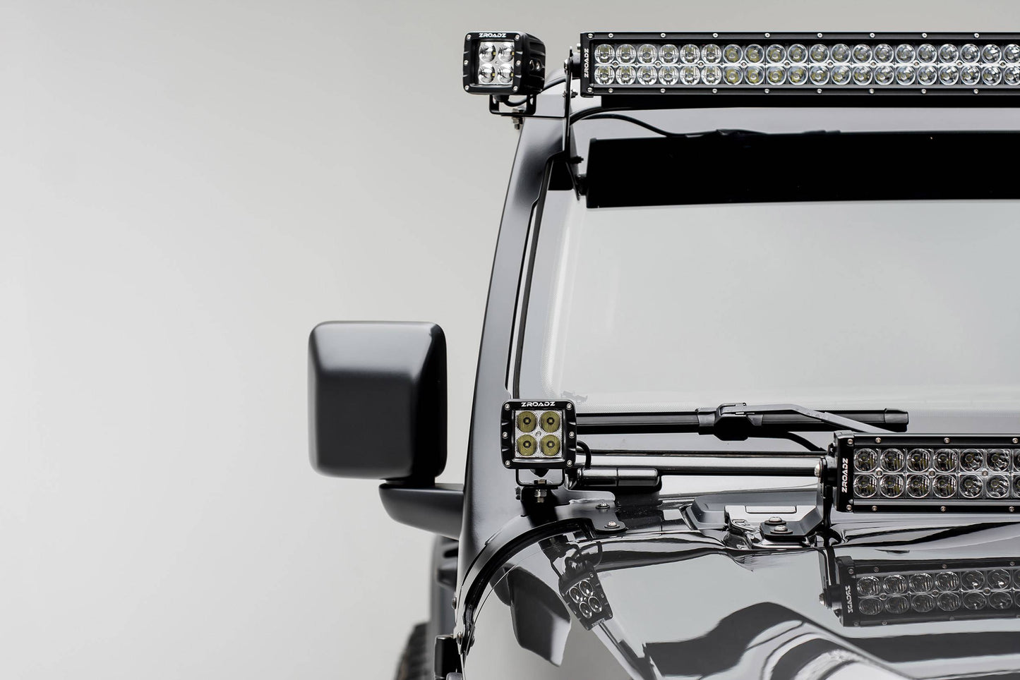 ZROADZ Z334851 Black Mild Steel Front Roof LED Bracket Fits 2019-2023 Jeep Gladiator