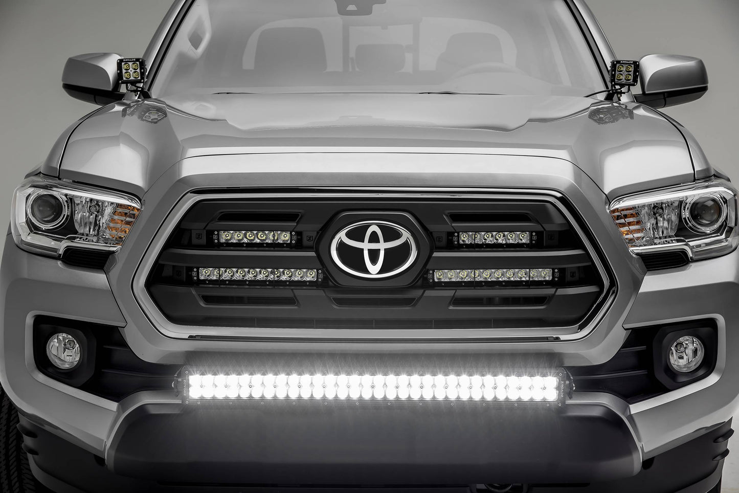 ZROADZ Z329511-KIT-D Black Mild Steel Front Bumper Center LED Kit Fits 2018-2023 Toyota Tacoma