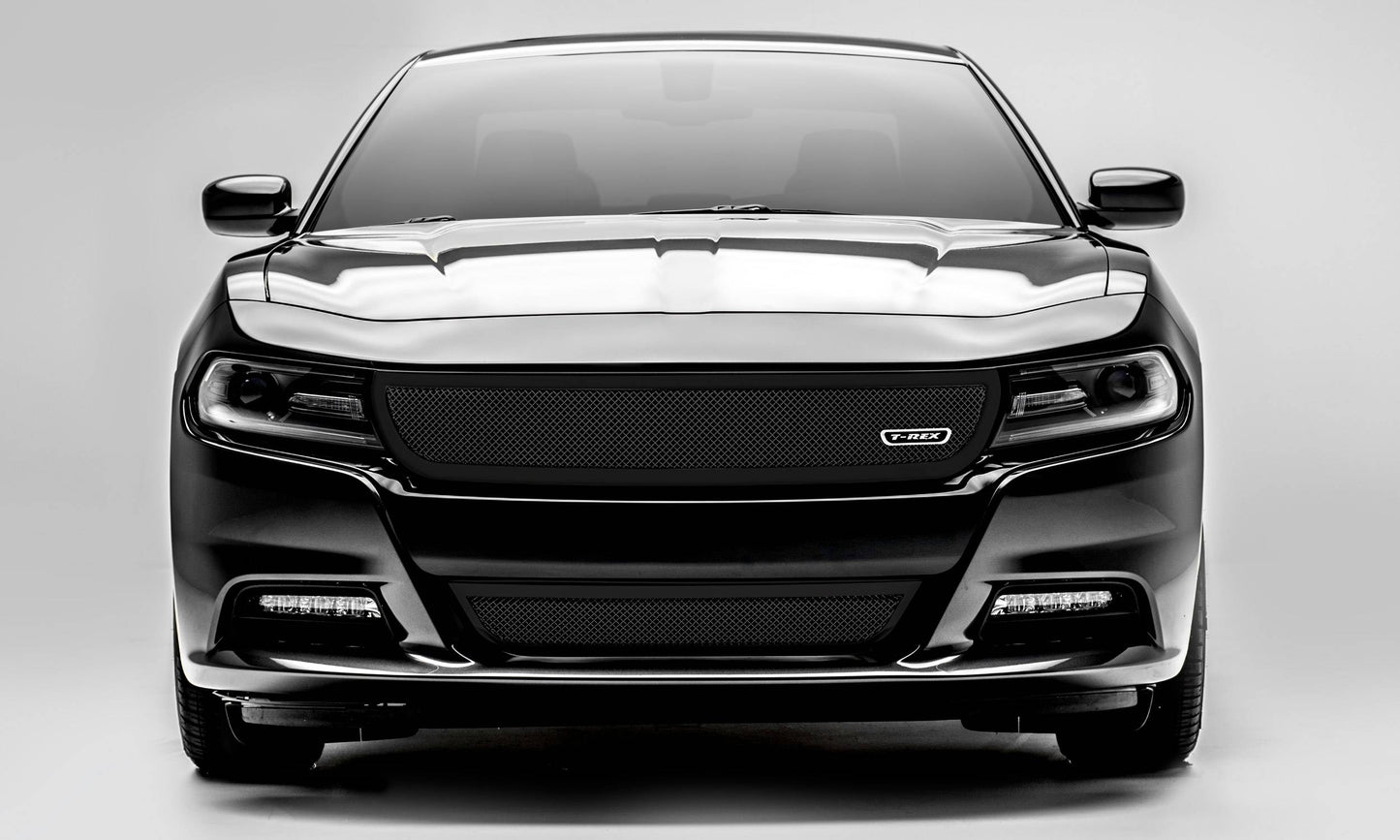 T-REX Grilles 51480 Black Mild Steel Small Mesh Grille Fits 2015-2018 Dodge Charger
