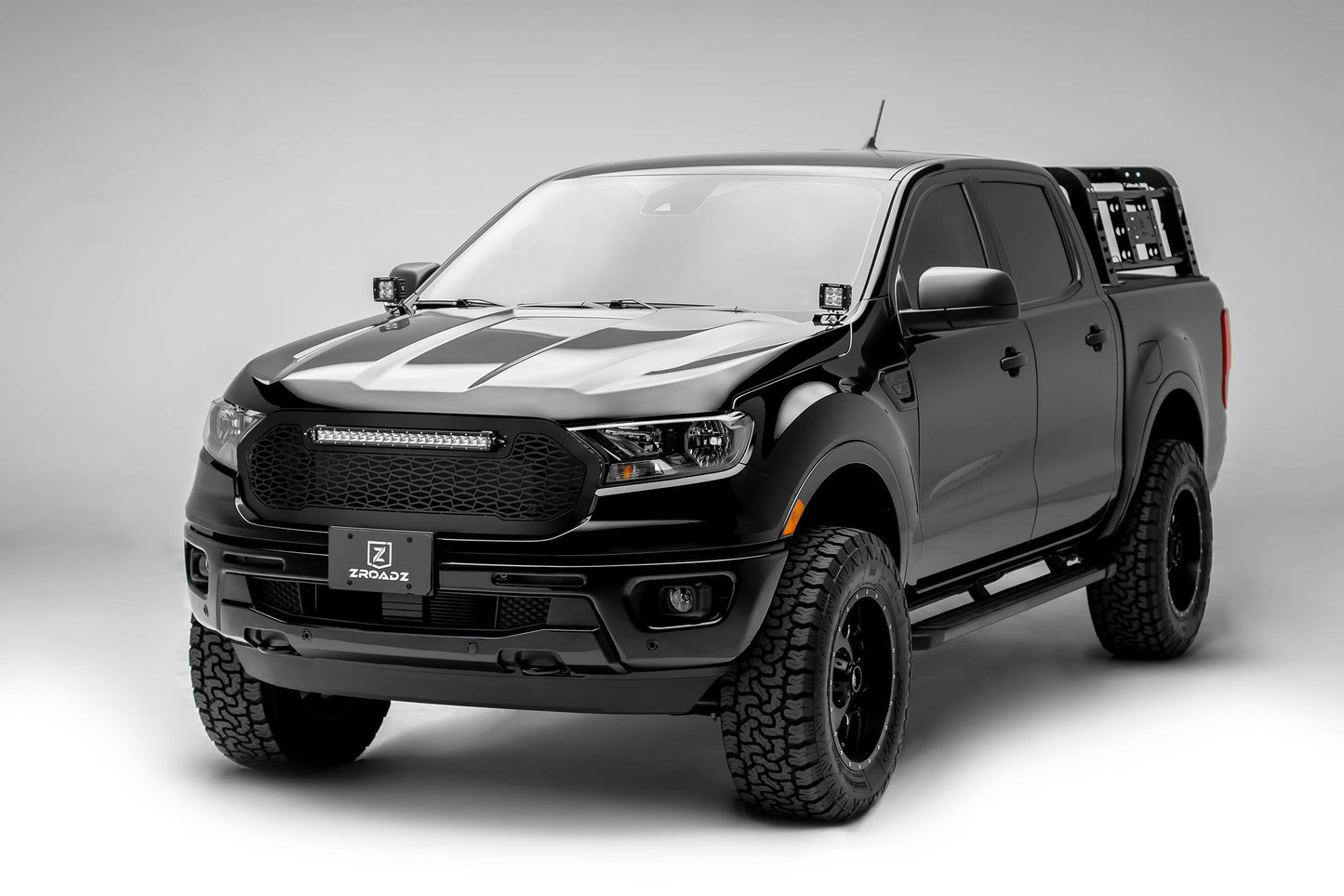 ZROADZ Z365821-KIT2 Black Mild Steel Hood Hinge LED Kit Fits 2019-2023 Ford Ranger