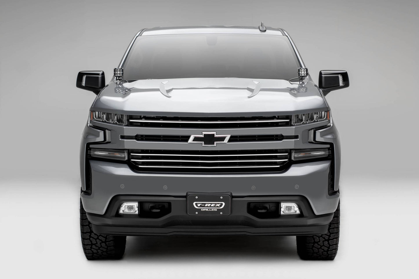 T-REX Grilles 6211236 Silver Aluminum Horizontal Round Grille Fits 2019-2022 Chevrolet Silverado 1500ÊTrail Boss Silverado 1500 RST Silverado 1500 LT