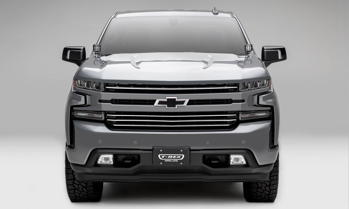 T-REX Grilles 6211233 Brushed Aluminum Horizontal Round Grille Fits 2019-2022 Chevrolet Silverado 1500ÊTrail Boss Silverado 1500 RST Silverado 1500 LT