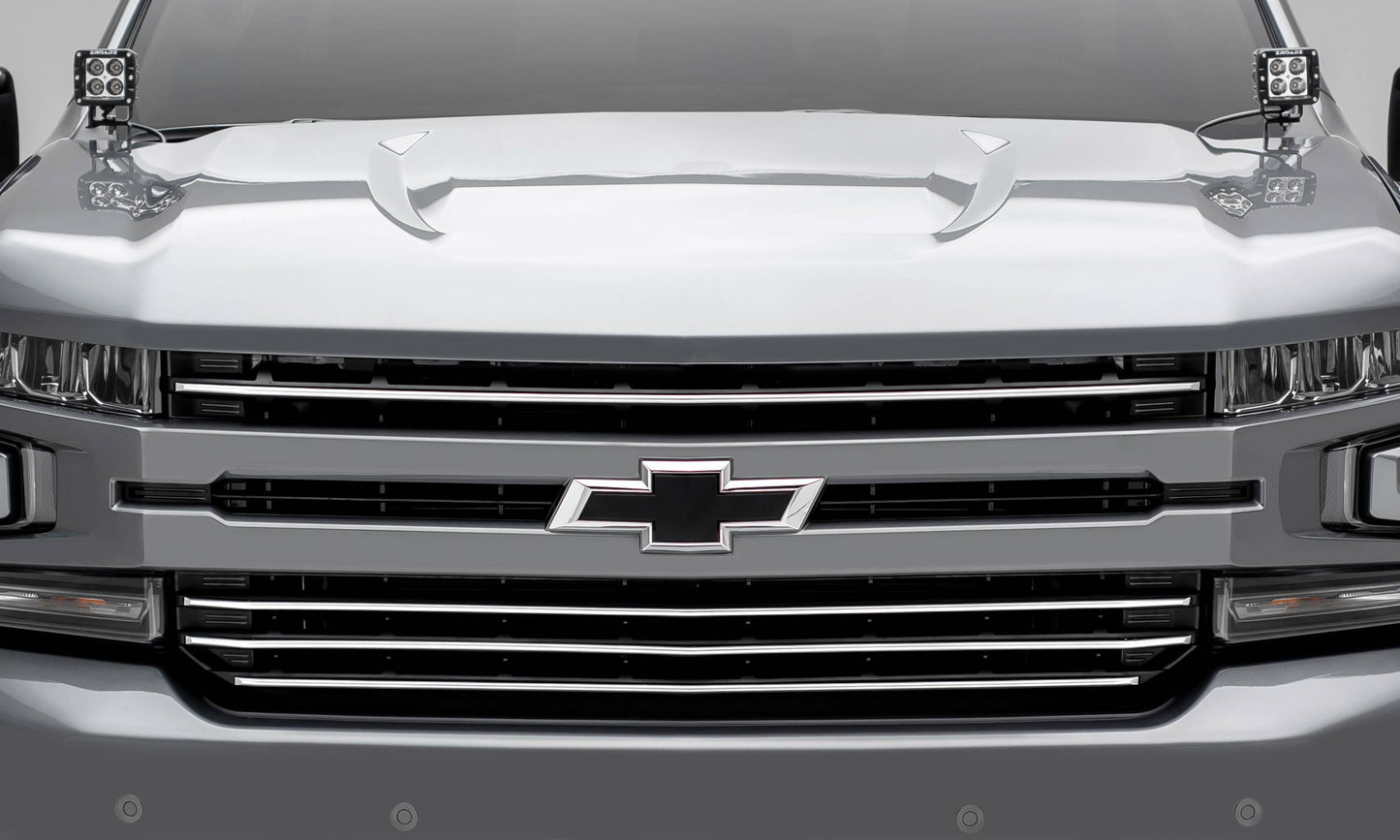 T-REX Grilles 6211233 Brushed Aluminum Horizontal Round Grille Fits 2019-2022 Chevrolet Silverado 1500ÊTrail Boss Silverado 1500 RST Silverado 1500 LT