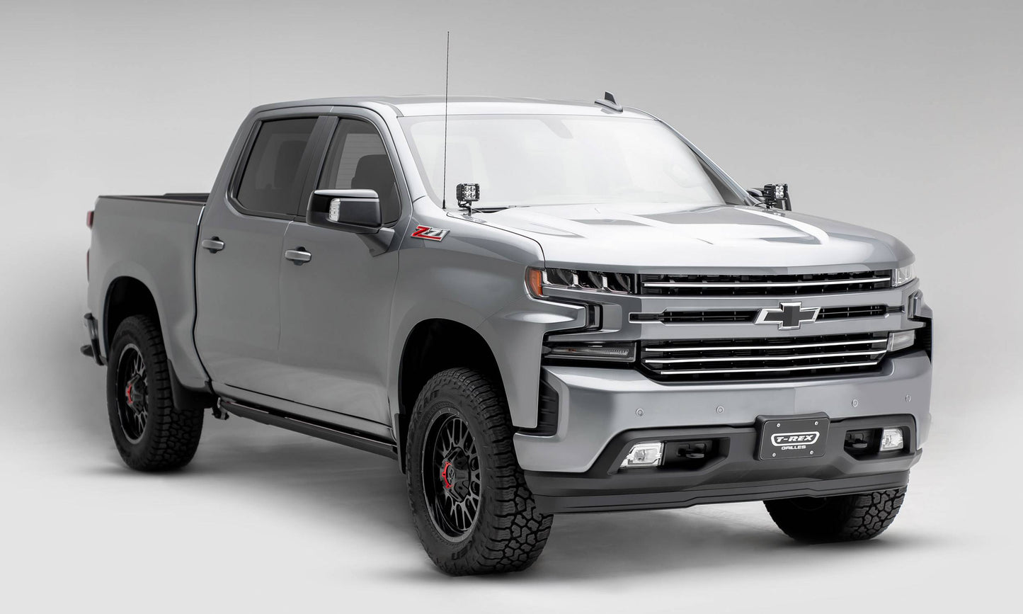 T-REX Grilles 6211233 Brushed Aluminum Horizontal Round Grille Fits 2019-2022 Chevrolet Silverado 1500ÊTrail Boss Silverado 1500 RST Silverado 1500 LT