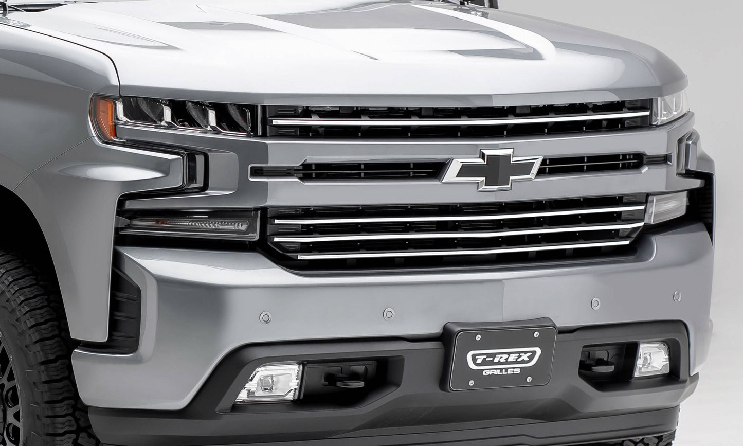 T-REX Grilles 6211233 Brushed Aluminum Horizontal Round Grille Fits 2019-2022 Chevrolet Silverado 1500ÊTrail Boss Silverado 1500 RST Silverado 1500 LT