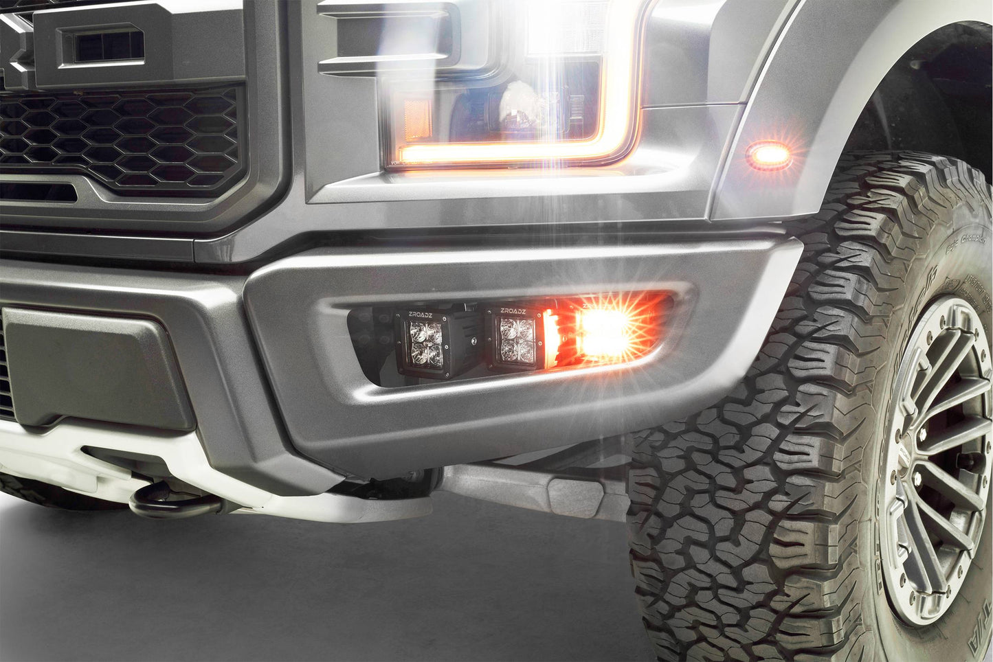 ZROADZ Z325672-KIT Black Mild Steel Front Bumper OEM Fog LED Kit Fits 2017-2020 Ford F-150 Raptor