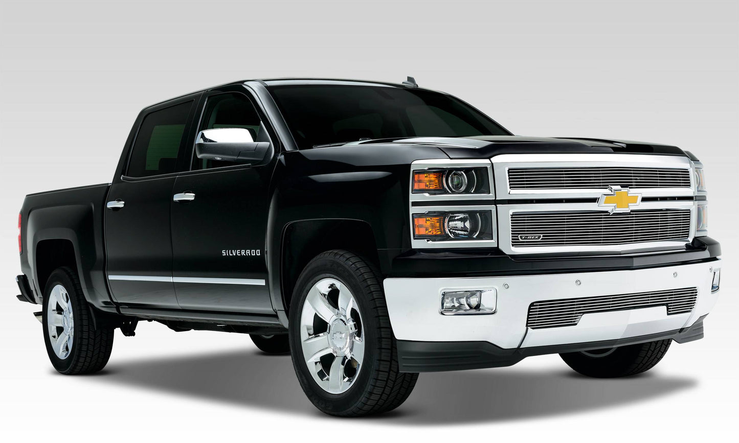 T-REX Grilles 21117 Polished Aluminum Horizontal Grille Fits 2014-2015 Chevrolet Silverado 1500 LT Silverado 1500 LTZ