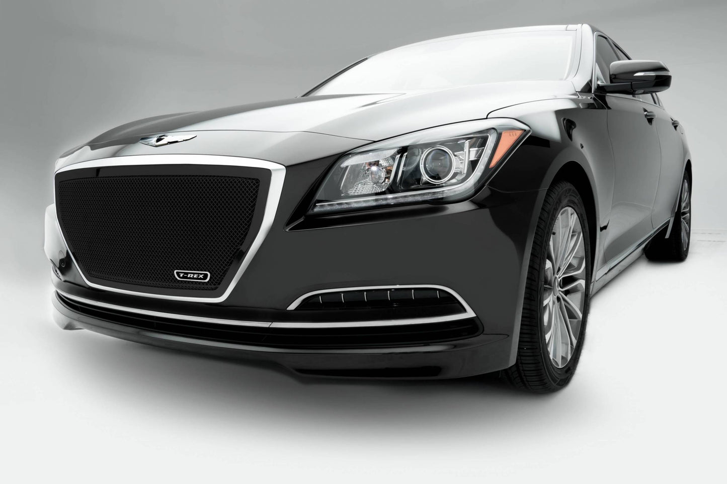 T-REX Grilles 51499 Black Mild Steel Small Mesh Grille Fits 2015-2015 Hyundai Genesis Sedan