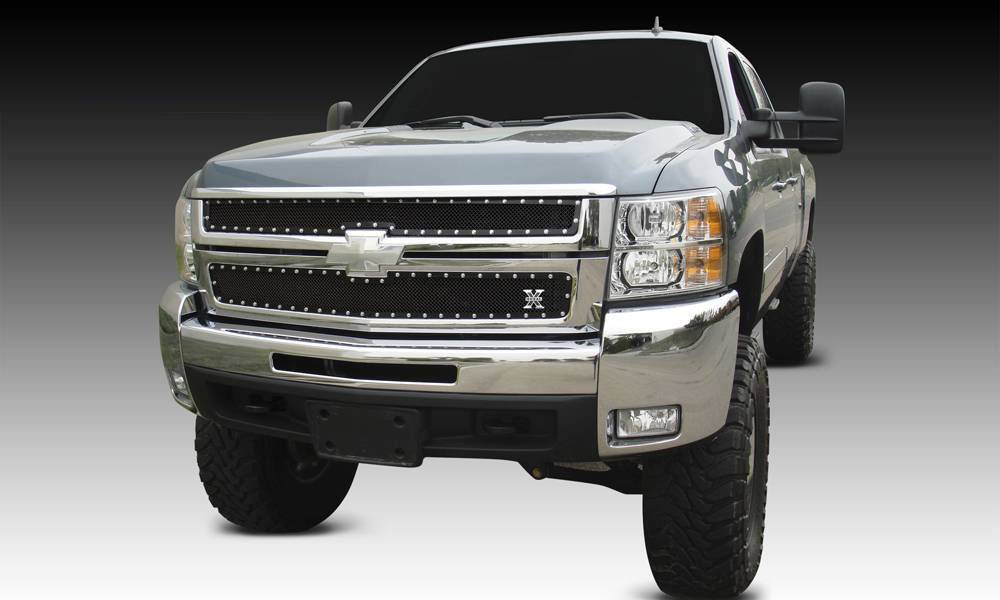 T-REX Grilles 6711121 Black Mild Steel Small Mesh Grille Fits 2007-2010 Chevrolet Silverado 2500 Silverado 3500