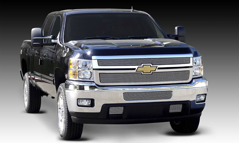 T-REX Grilles 21114 Polished Aluminum Horizontal Grille Fits 2011-2014 Chevrolet Silverado 2500 Silverado 3500