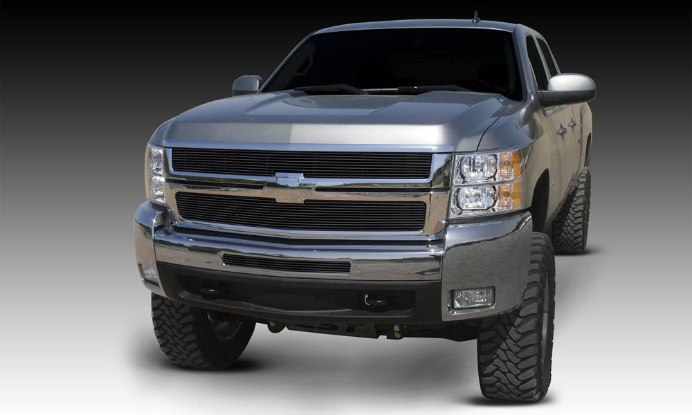 T-REX Grilles 21112B Black Aluminum Horizontal Grille Fits 2007-2010 Chevrolet Silverado 2500 Silverado 3500