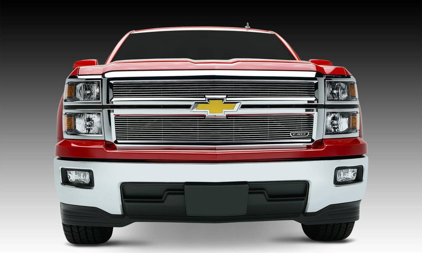 T-REX Grilles 21117 Polished Aluminum Horizontal Grille Fits 2014-2015 Chevrolet Silverado 1500 LT Silverado 1500 LTZ
