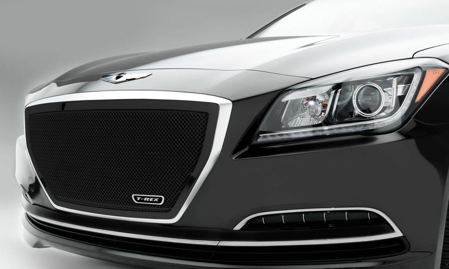 T-REX Grilles 51499 Black Mild Steel Small Mesh Grille Fits 2015-2015 Hyundai Genesis Sedan