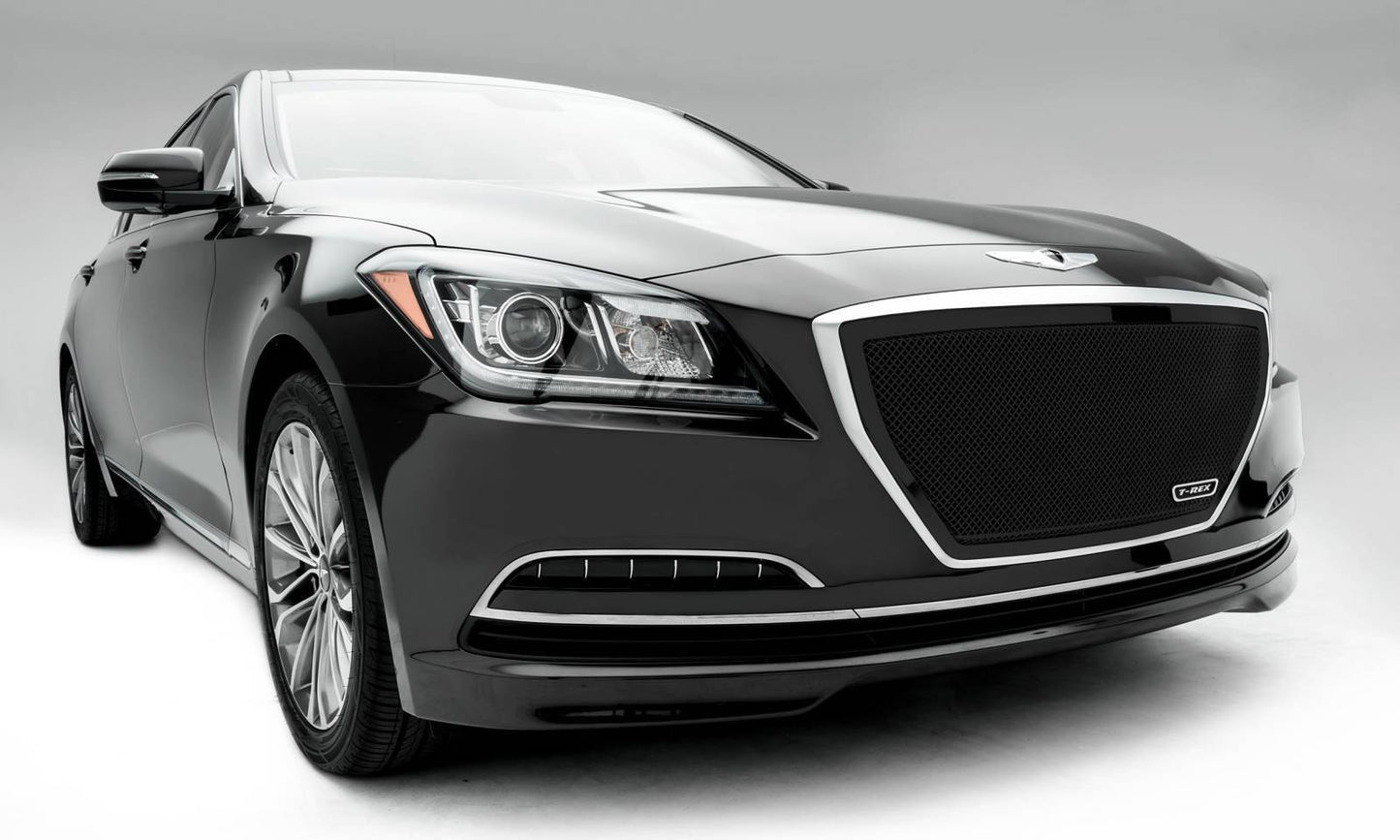 T-REX Grilles 51499 Black Mild Steel Small Mesh Grille Fits 2015-2015 Hyundai Genesis Sedan