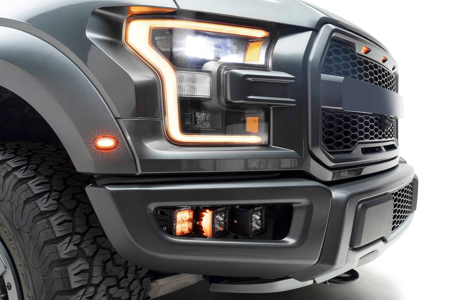 ZROADZ Z325672-KIT Black Mild Steel Front Bumper OEM Fog LED Kit Fits 2017-2020 Ford F-150 Raptor
