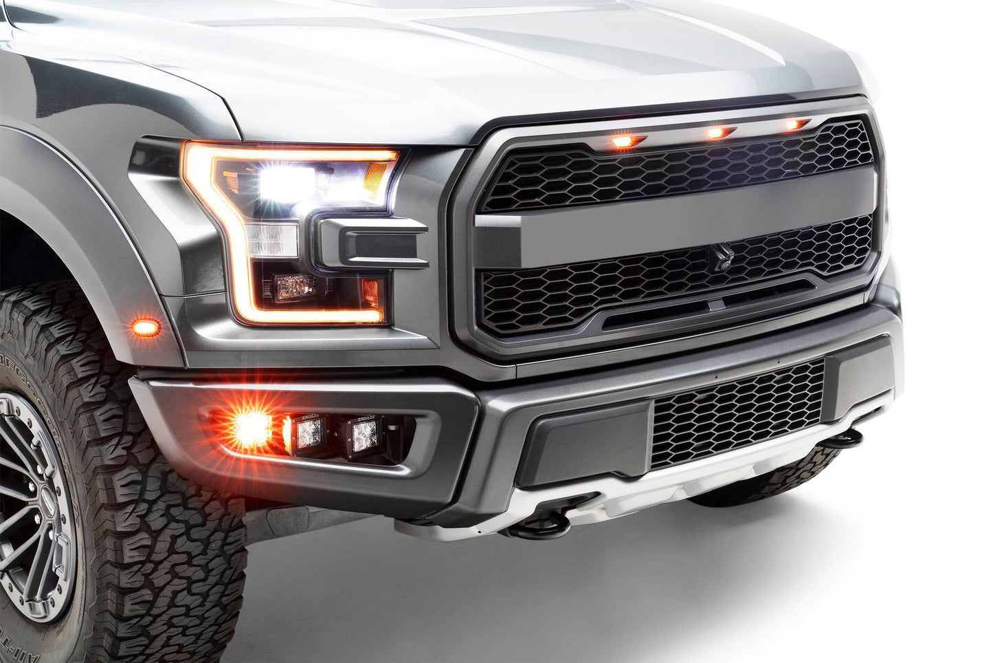 ZROADZ Z325672-KIT Black Mild Steel Front Bumper OEM Fog LED Kit Fits 2017-2020 Ford F-150 Raptor
