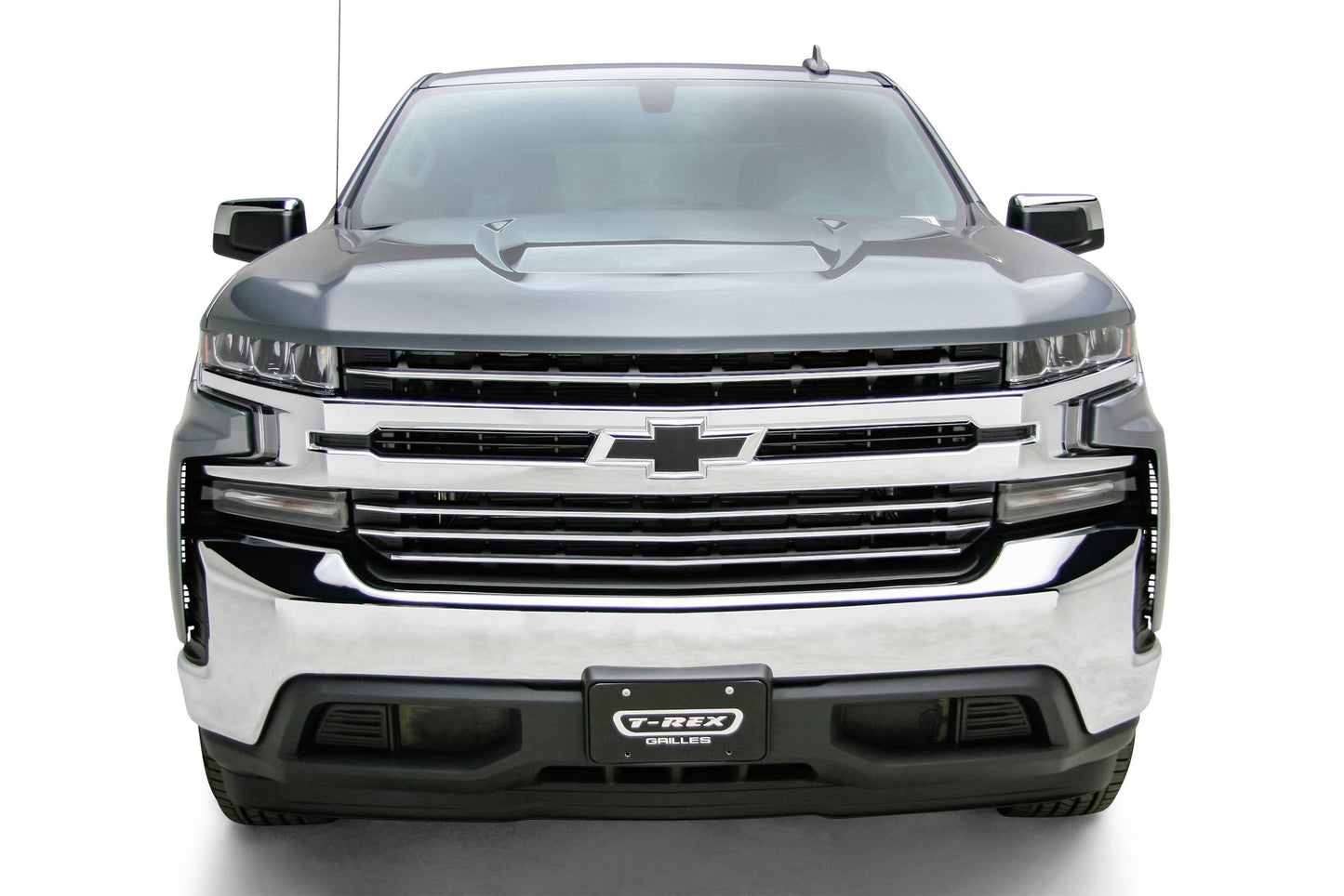 T-REX Grilles 6211232 Polished Aluminum Horizontal Round Grille Fits 2019-2022 Chevrolet Silverado 1500ÊTrail Boss Silverado 1500 RST Silverado 1500 LT