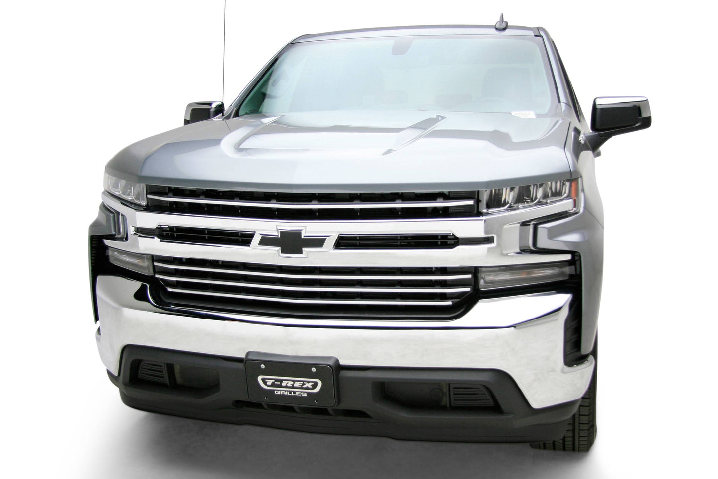 T-REX Grilles 6211233 Brushed Aluminum Horizontal Round Grille Fits 2019-2022 Chevrolet Silverado 1500ÊTrail Boss Silverado 1500 RST Silverado 1500 LT