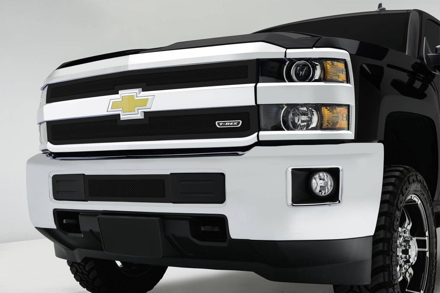 T-REX Grilles 52122 Black Mild Steel Small Mesh Bumper Grille Fits 2015-2019 Chevrolet Silverado 2500