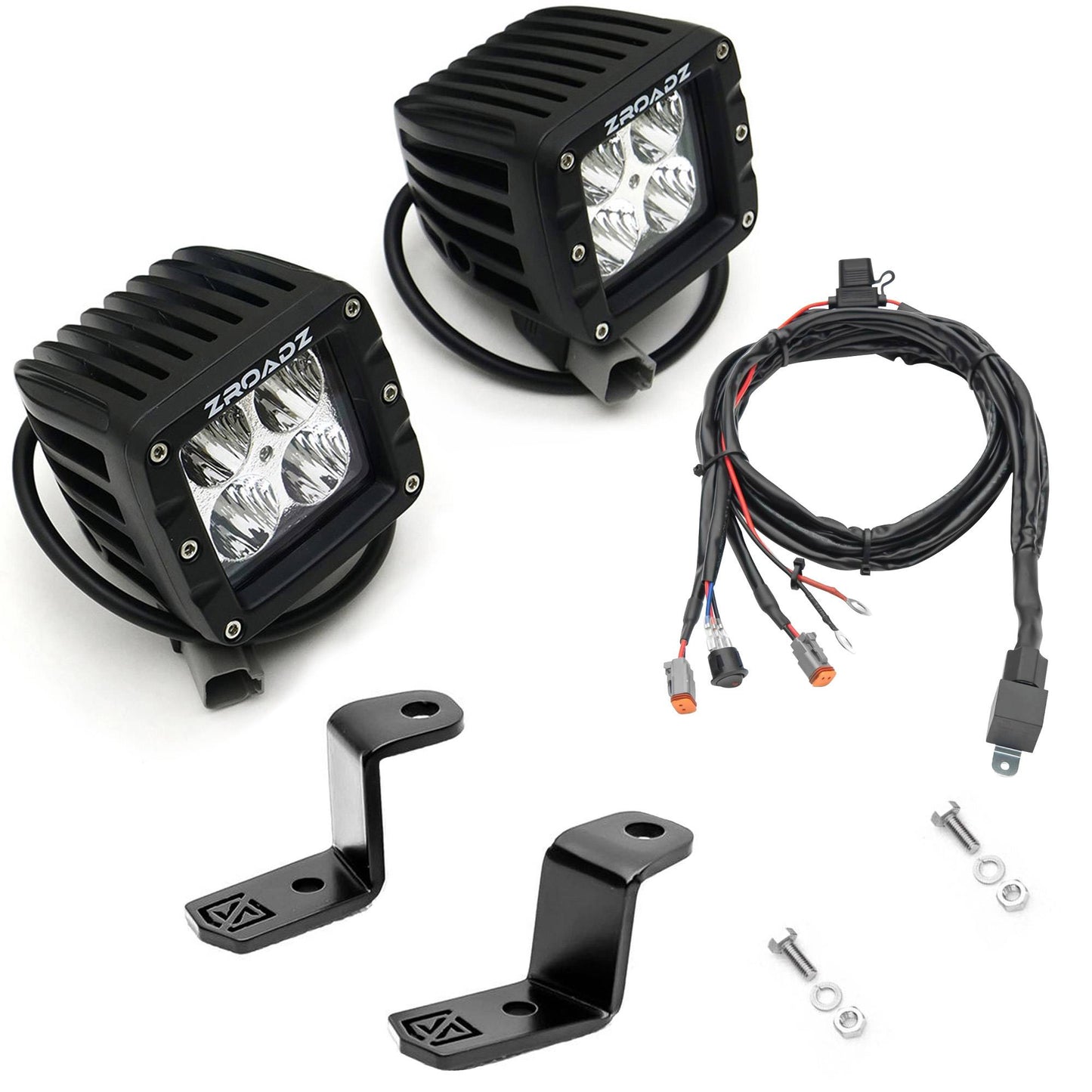 ZROADZ Z365711-KIT2 Black Mild Steel Hood Hinge LED Kit Fits 2018-2023 Ford F-150