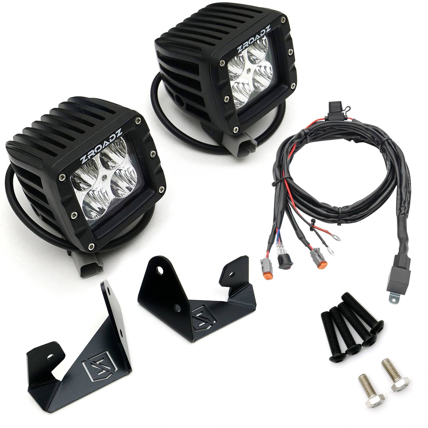 ZROADZ Z374814-KIT Black Mild Steel A Pillar LED Kit Fits 2007-2018 Jeep Wrangler JK Wrangler JKU