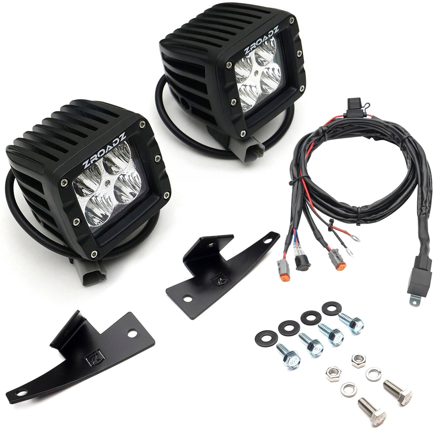 ZROADZ Z365751-KIT2 Black Mild Steel Hood Hinge LED Kit Fits 2015-2018 Ford Transit