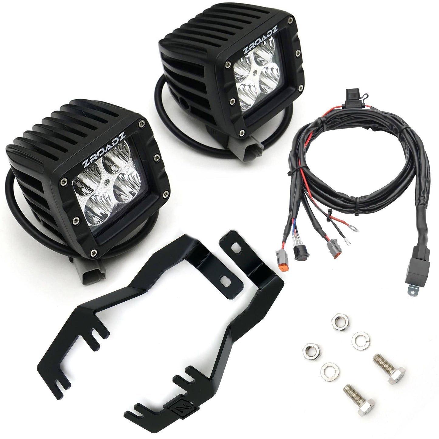 ZROADZ Z367581-KIT2 Black Mild Steel Hood Hinge LED Kit Fits 2016-2019 Nissan Titan