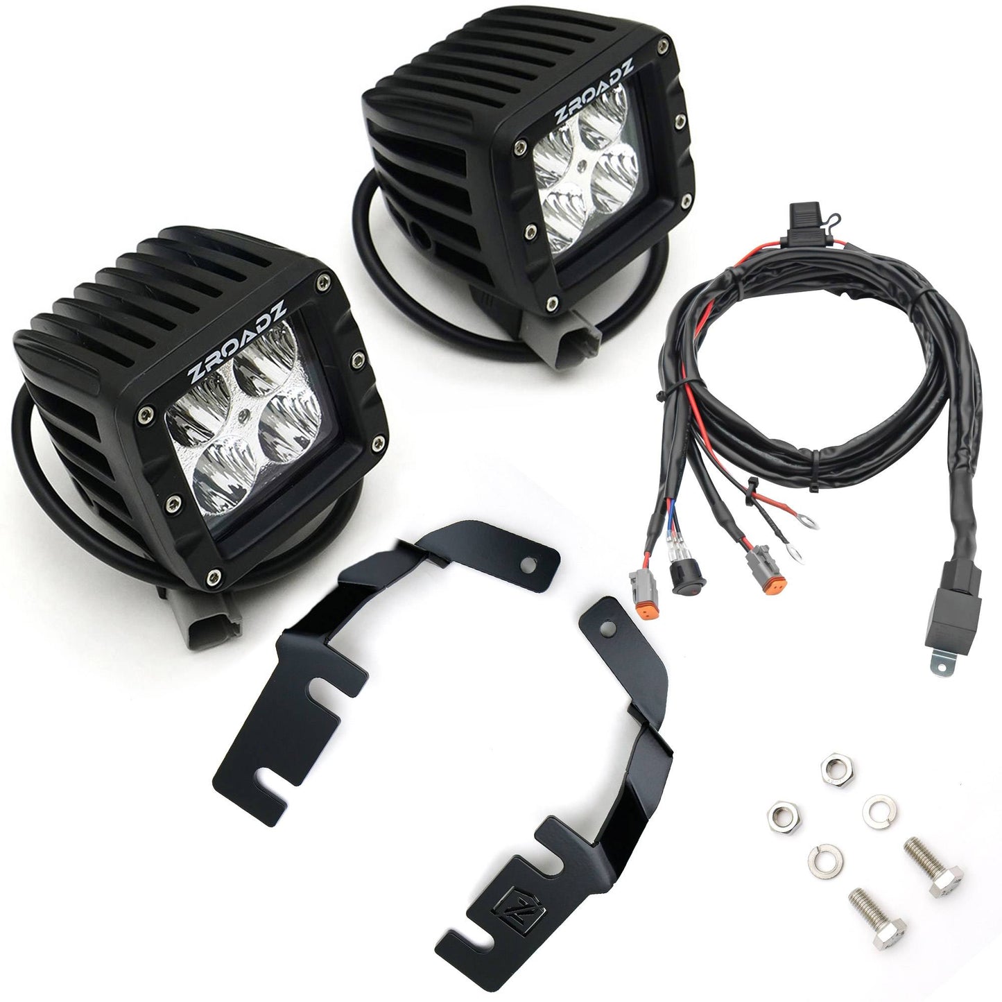 ZROADZ Z365821-KIT2 Black Mild Steel Hood Hinge LED Kit Fits 2019-2023 Ford Ranger