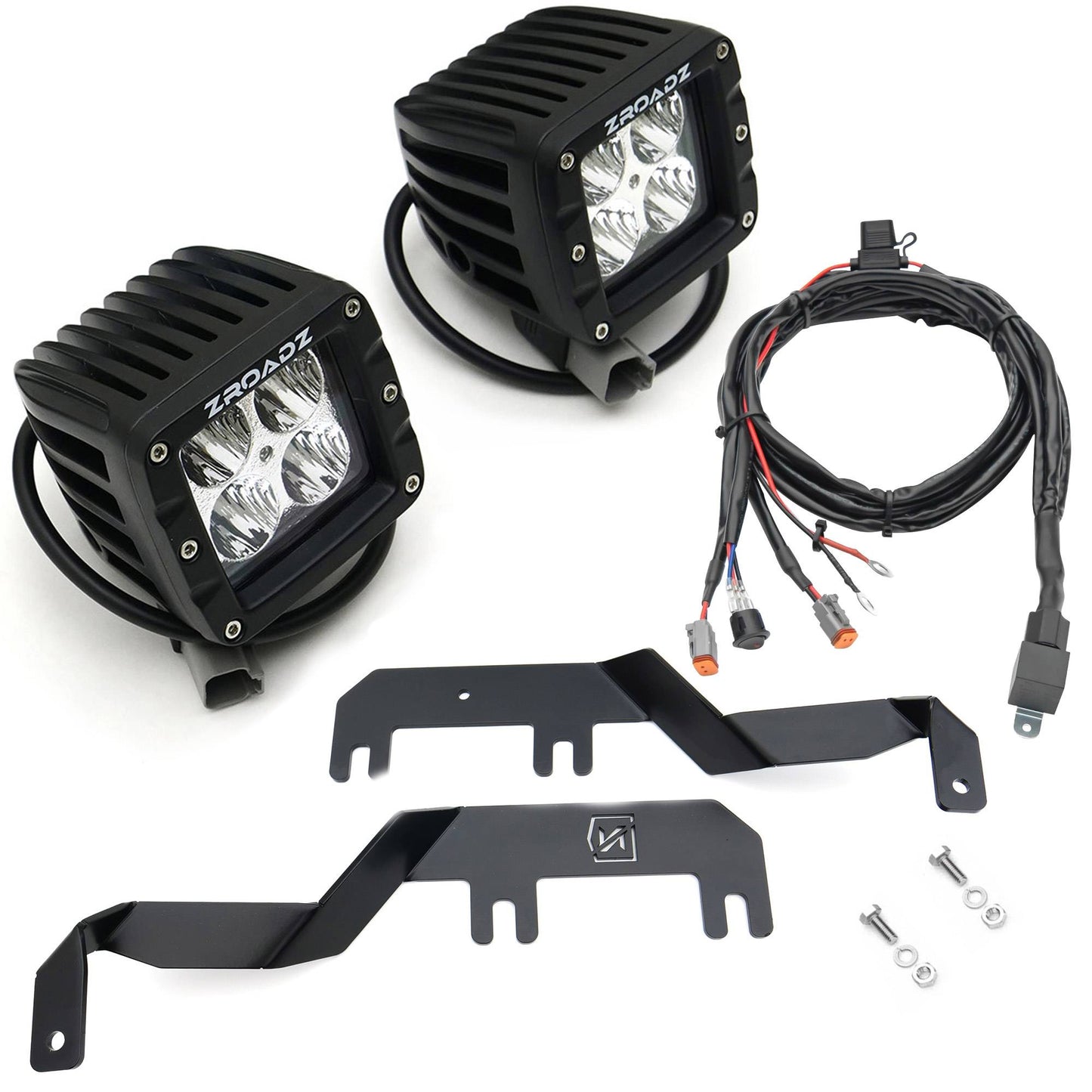 ZROADZ Z365471-KIT2 Black Mild Steel Hood Hinge LED Kit Fits 2017-2022 Ford F-250 F-350 F-450 F-550