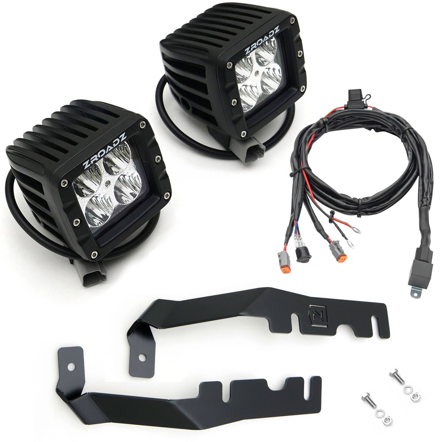 ZROADZ Z364721-KIT2 Black Mild Steel Hood Hinge LED Kit Fits 2019-2023 Ram 1500