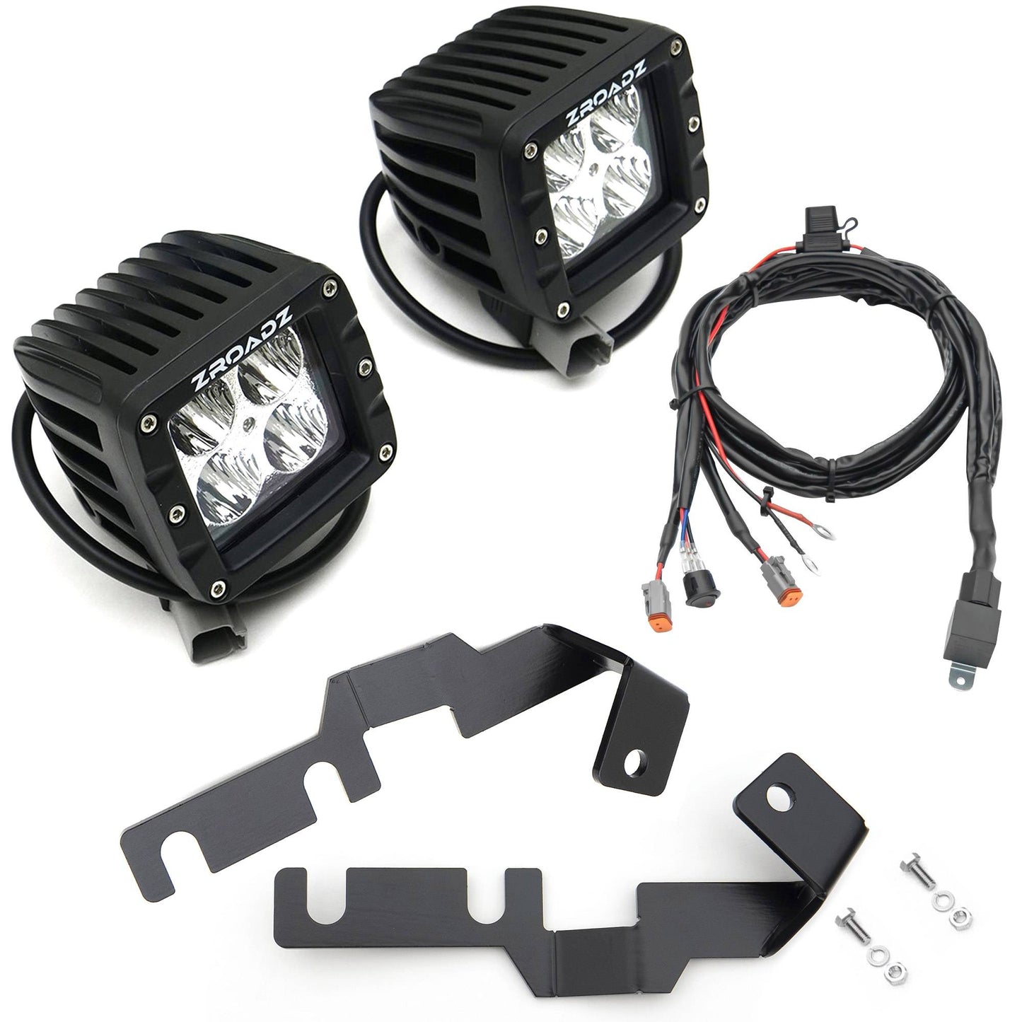 ZROADZ Z369401-KIT2 Black Mild Steel Hood Hinge LED Kit Fits 2016 -2023 Toyota Tacoma