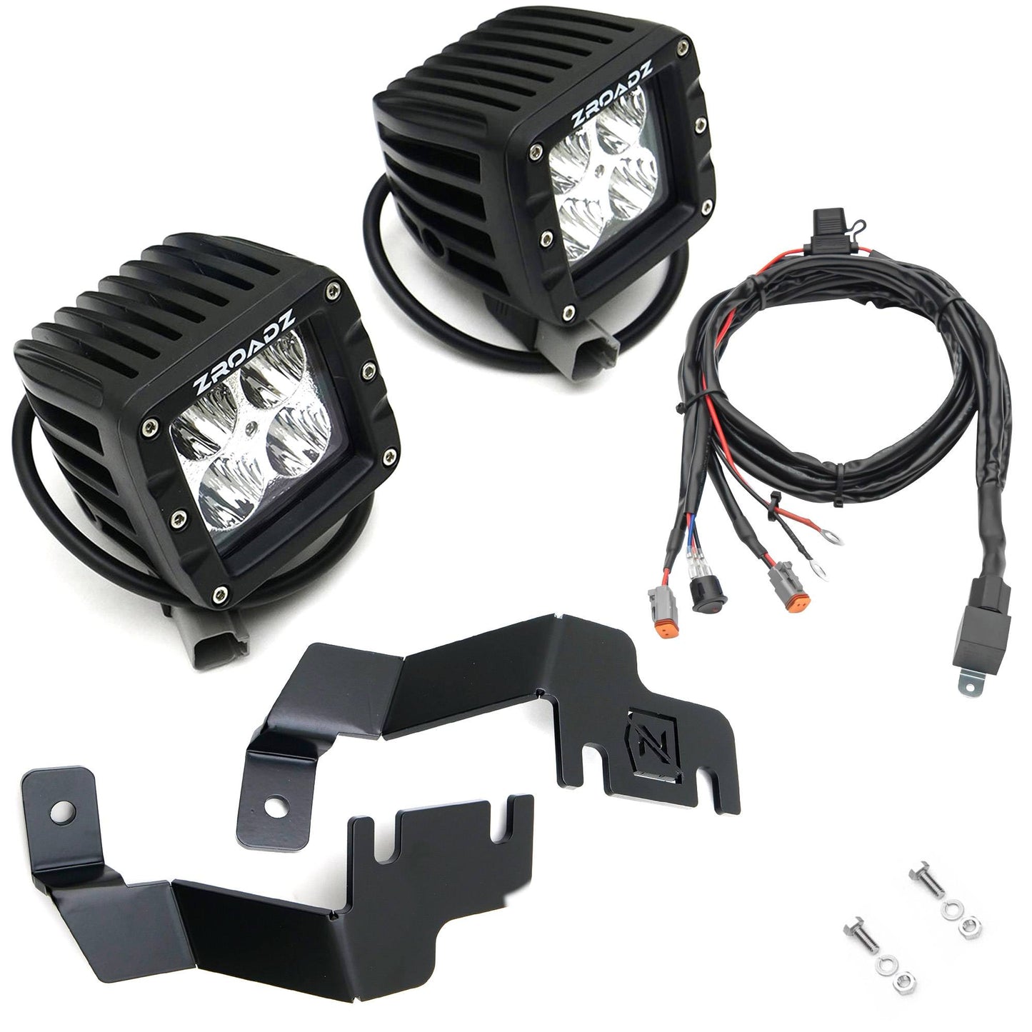 ZROADZ Z369641-KIT2 Black Mild Steel Hood Hinge LED Kit Fits 2014-2021 Toyota Tundra