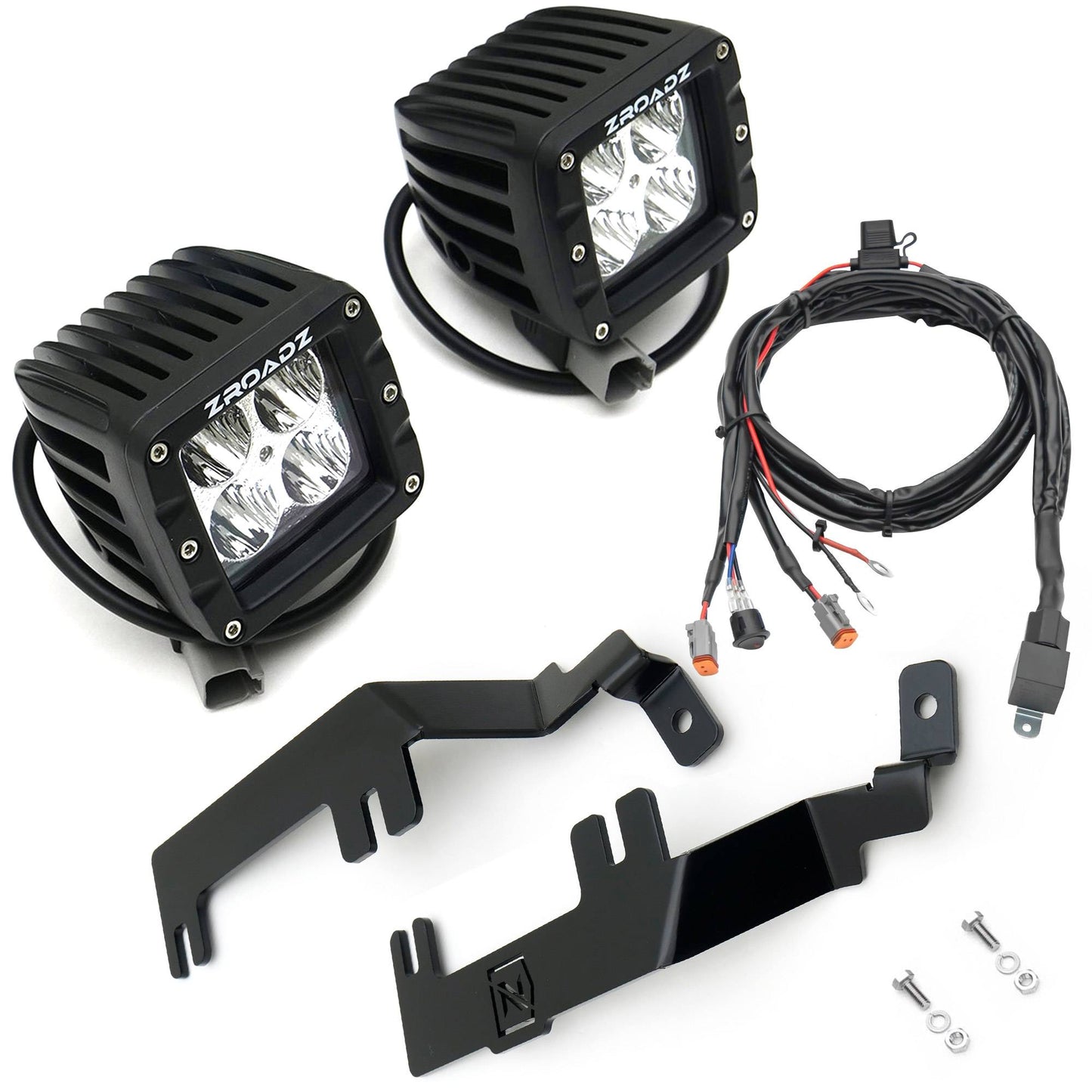 ZROADZ Z361221-KIT2 Black Mild Steel Hood Hinge LED Kit Fits 2015-2019 Chevrolet Silverado 2500 3500