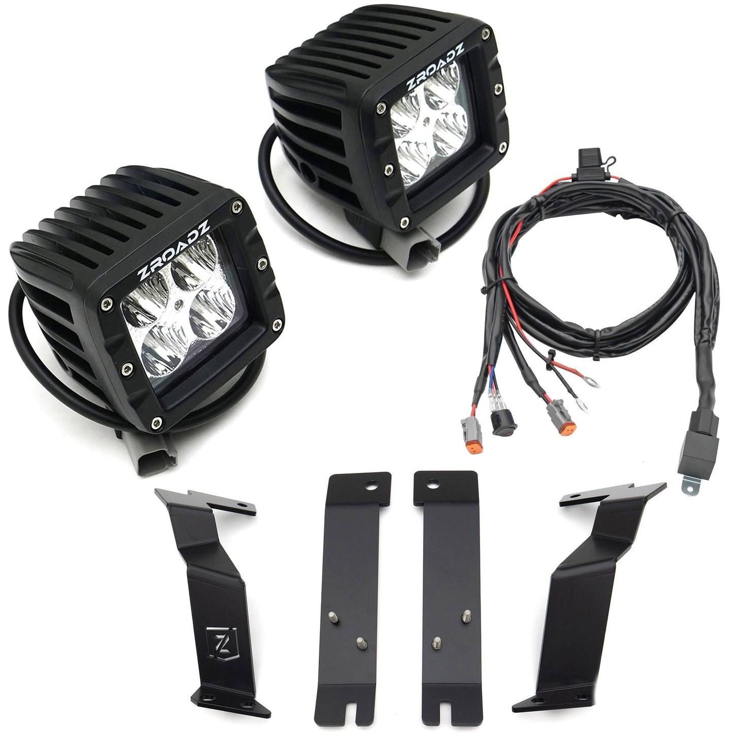 ZROADZ Z365461-KIT2 Black Mild Steel Hood Hinge LED Kit Fits 2011-2016 Ford F-250 F-350 F-450 F-550