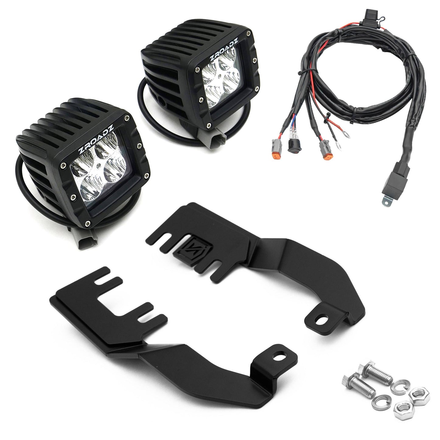ZROADZ Z367871-KIT2 Black Mild Steel Hood Hinge LED Kit Fits 2010-2017 Nissan Patrol Y62